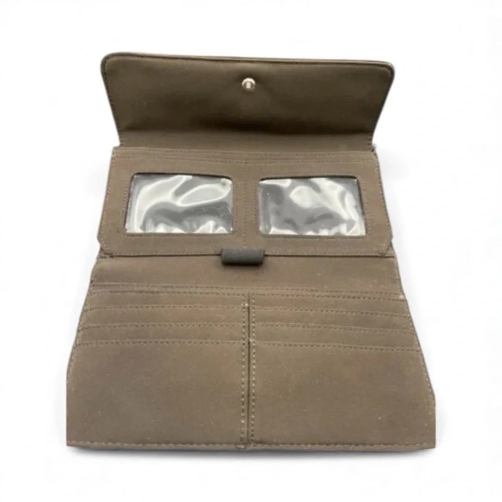 Liz Claiborne Trifold Envelop Wallet Nylon Chocolate Brown Card Holder NWOT